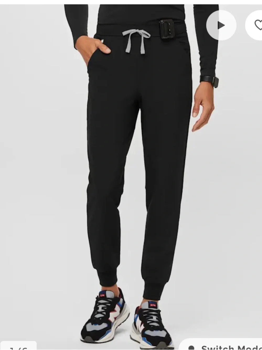 FIGS Tansen‎ Jogger Scrub Pants Black Mens Small Stretch